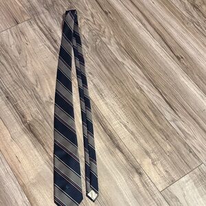 EUC Christian Dior Navy and Grey Striped Tie